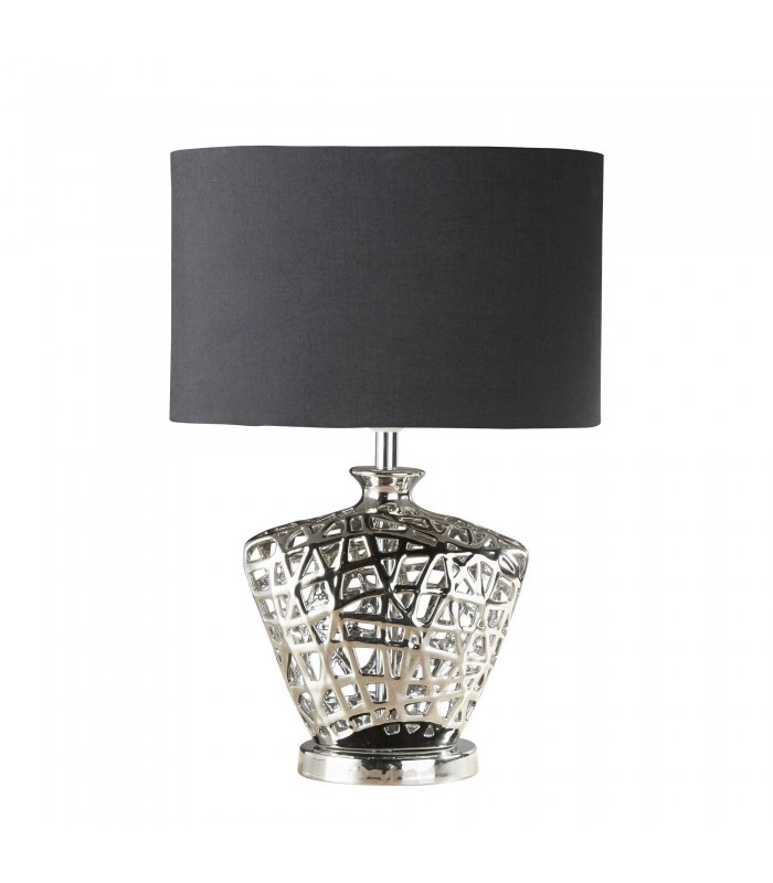 1 Light Table Lamp Chrome with Black Shade, E27 - 2