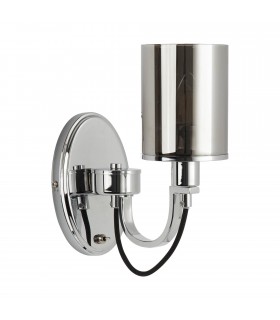 1 Light Indoor Candle Wall Light Chrome, Smokey Glass, E14 - 2