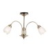 3 Light Semi Flush Multi Arm Ceiling Light Antique Brass, Opal Glass, E14 - 1