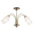 5 Light Semi Flush Multi Arm Ceiling Light Antique Brass, Opal Glass, E14 - 1