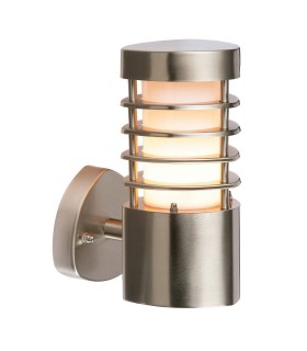1 Light Outdoor Wall Light Brushed Stainless Steel, Frosted Polycarbonate IP44, E27 - 1