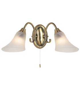 2 Light Indoor Wall Light Antique Brass with Frosted Glass, E14 - 1