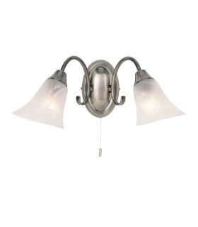 2 Light Indoor Wall Light Frosted Glass, Antique Silver, E14 - 1