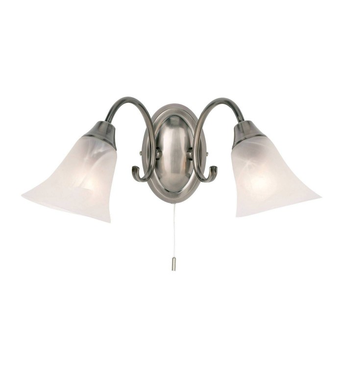 2 Light Indoor Wall Light Frosted Glass, Antique Silver, E14 - 1