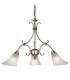 3 Light Multi Arm Ceiling Pendant Antique Brass, Frosted Glass, E14 - 1