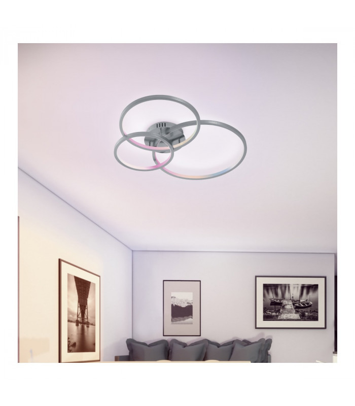 Aaron Modern RGBW LED 36.5W LED Semi Flush Light Nickel Matt 3000-6000K Remote control-6