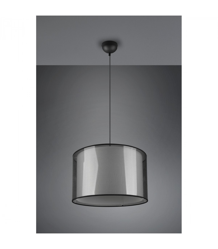 Burton Modern Cylindrical Pendant Ceiling Light Black Matt-5
