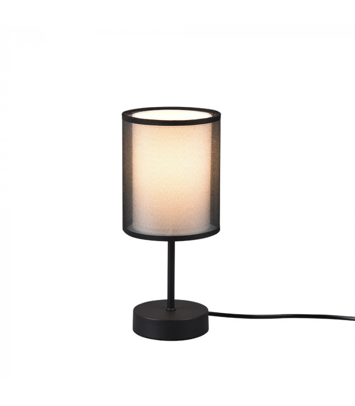 Burton Modern Table Lamp with Round Shade Black Matt-1