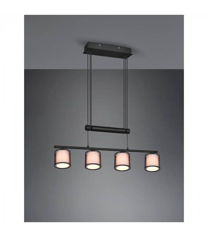 Burton Modern 4 Light Bar Pendant Ceiling Light Black Matt-2