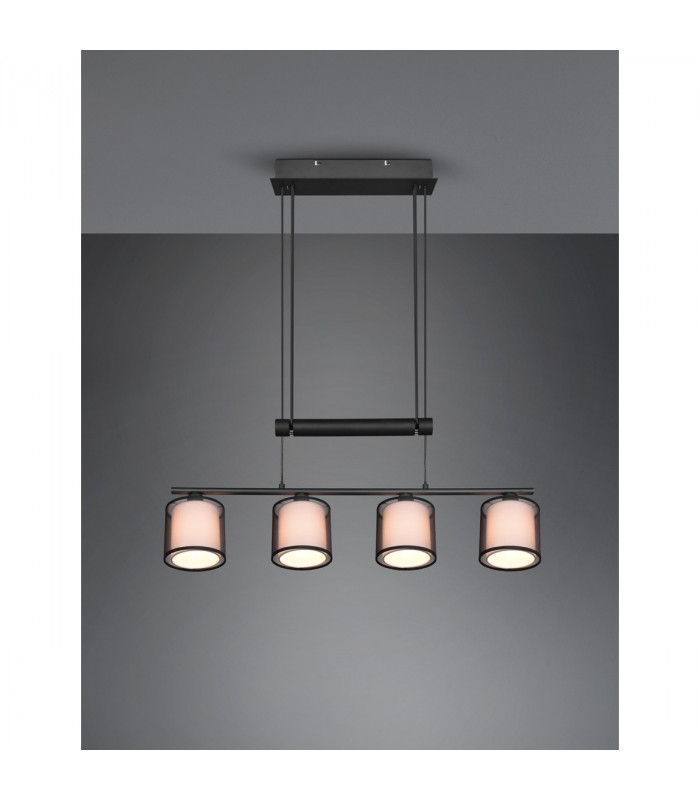 Burton Modern 4 Light Bar Pendant Ceiling Light Black Matt-3