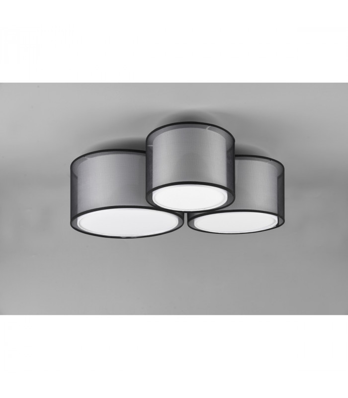 Burton Modern 3 Light Cylindrical Ceiling Light Black Matt-3