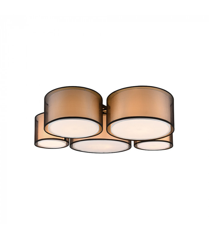 Burton Modern 5 Light Cylindrical Ceiling Light Black Matt-1
