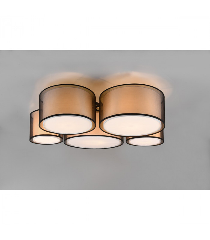 Burton Modern 5 Light Cylindrical Ceiling Light Black Matt-2