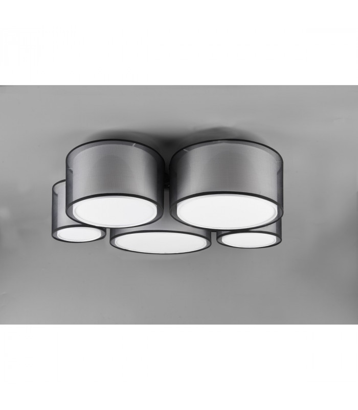 Burton Modern 5 Light Cylindrical Ceiling Light Black Matt-3