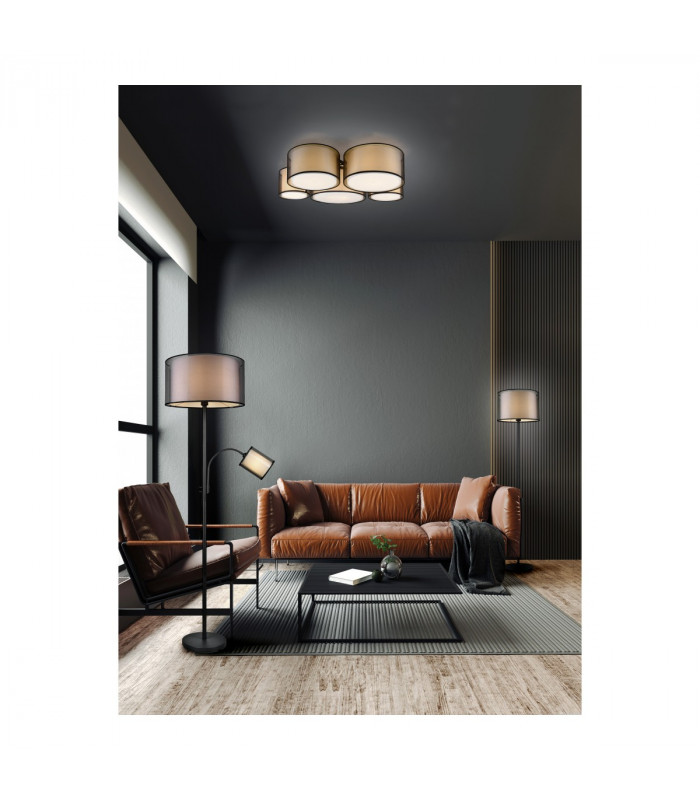 Burton Modern 5 Light Cylindrical Ceiling Light Black Matt-4