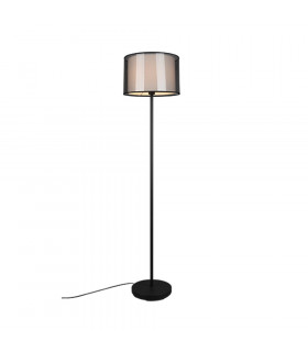 Burton Modern Floor Lamp with Shade Black Matt with Footswitch-1