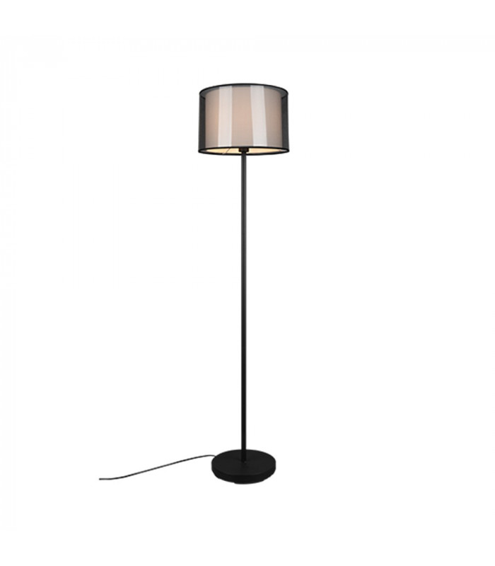 Burton Modern Floor Lamp with Shade Black Matt with Footswitch-1
