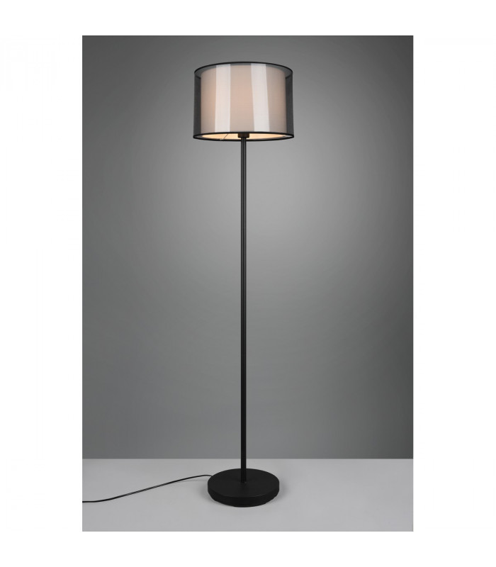Burton Modern Floor Lamp with Shade Black Matt with Footswitch-2