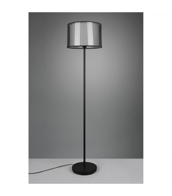 Burton Modern Floor Lamp with Shade Black Matt with Footswitch-3