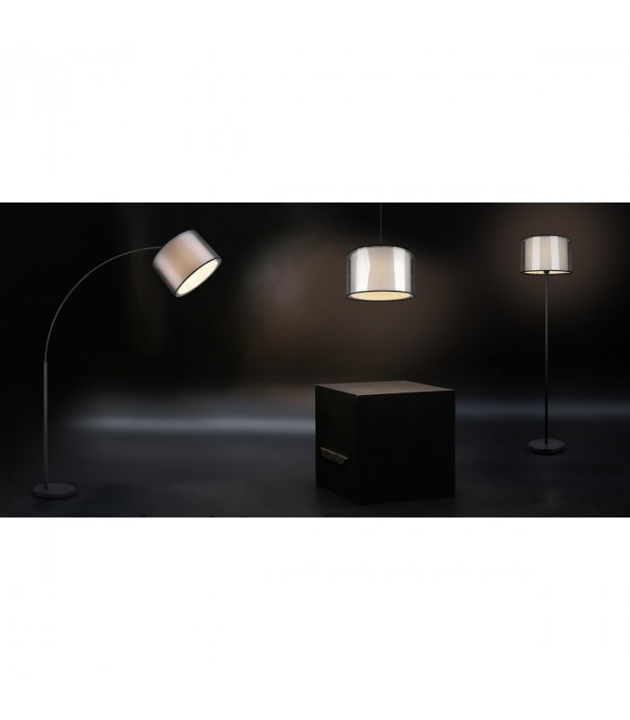Burton Modern Floor Lamp with Shade Black Matt with Footswitch-4