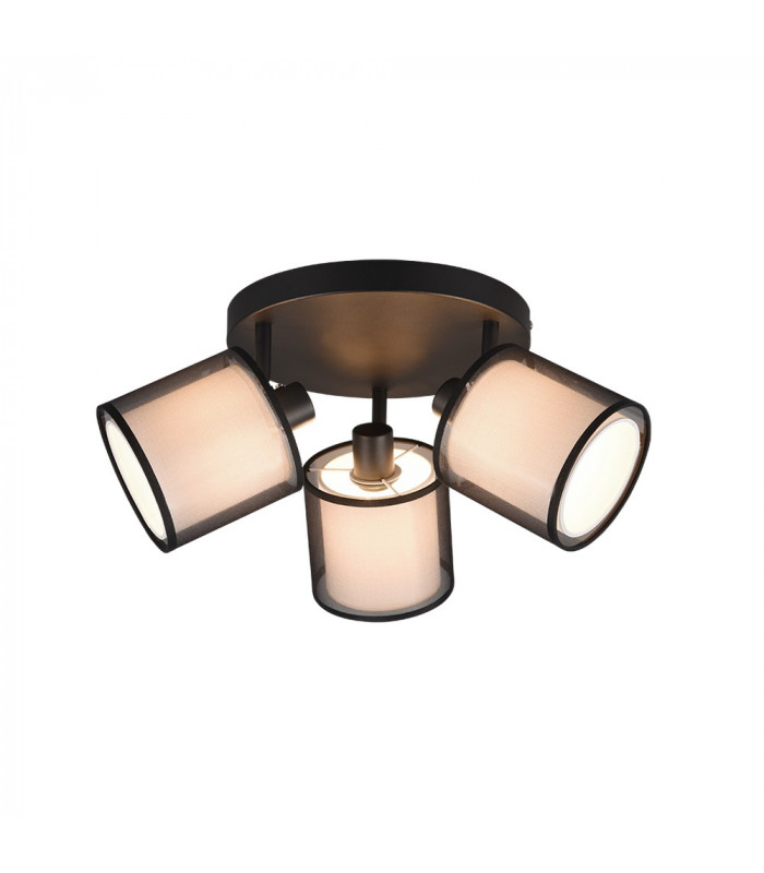 Burton Modern 3 Light Multi Arm Semi Flush Ceiling Lamp Black Matt-1