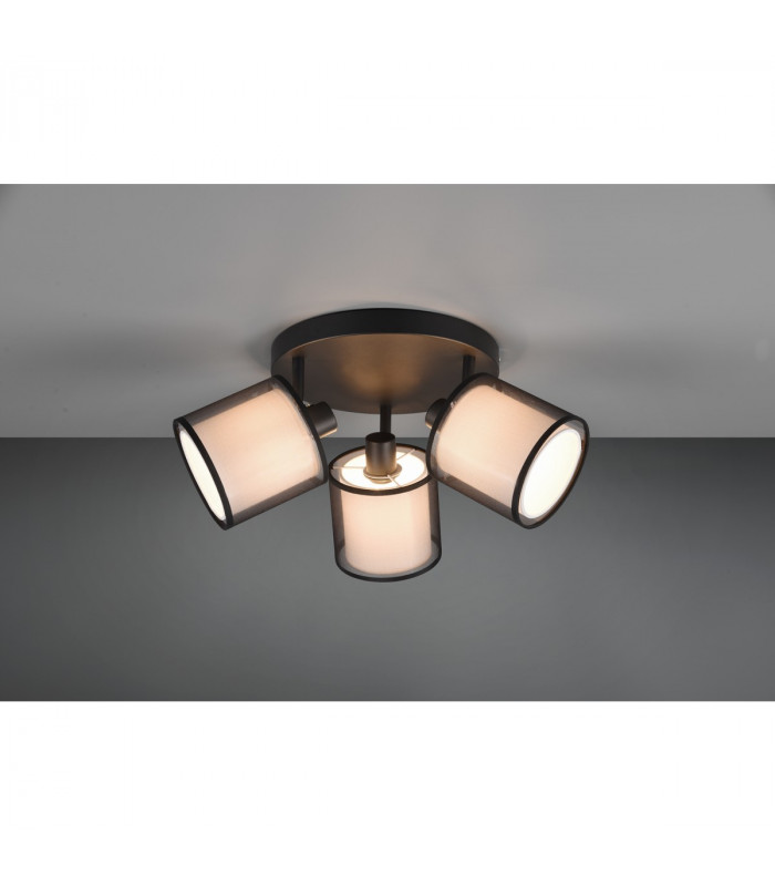 Burton Modern 3 Light Multi Arm Semi Flush Ceiling Lamp Black Matt-2