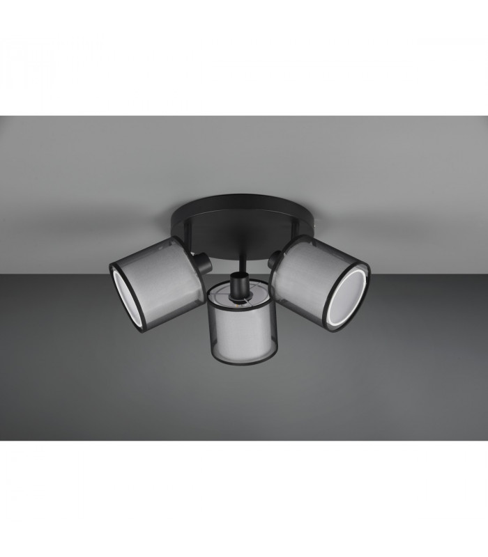 Burton Modern 3 Light Multi Arm Semi Flush Ceiling Lamp Black Matt-4