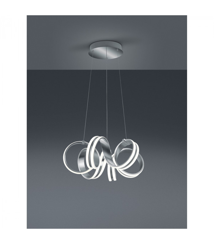 Carrera Modern 38W LED Pendant Ceiling Light Brushed aluminium 3000K-2