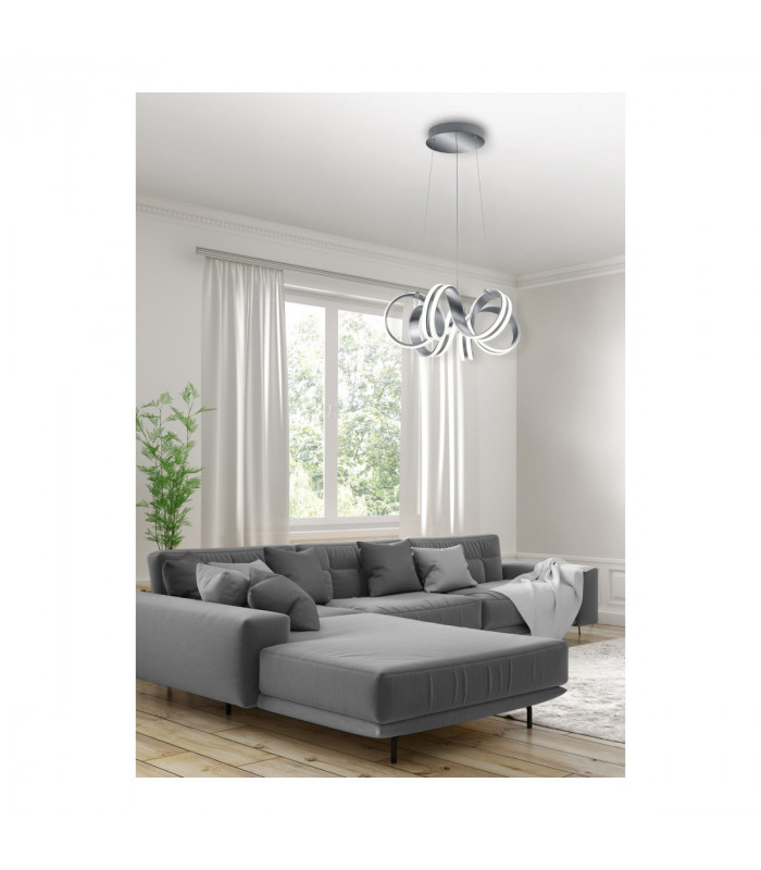 Carrera Modern 38W LED Pendant Ceiling Light Brushed aluminium 3000K-3