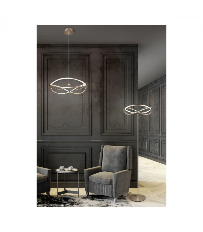 Charivari Modern LED Integrated Floor Lamp Brass Matt 3000K with Footswitch-4