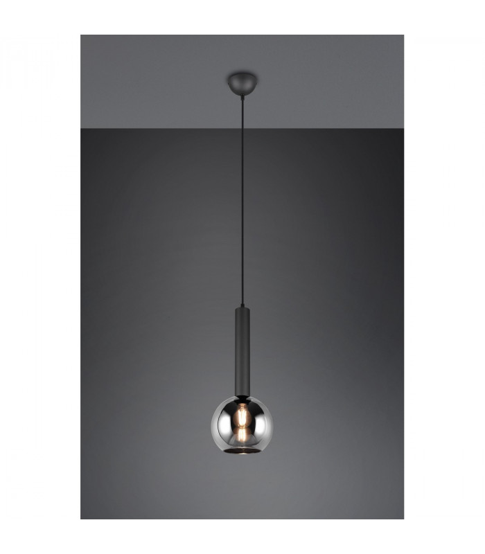 Clayton Modern Dome Pendant Ceiling Light Black Matt-2