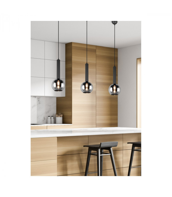 Clayton Modern Dome Pendant Ceiling Light Black Matt-4