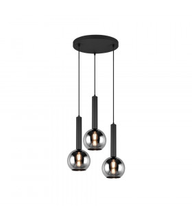 Clayton Modern 3 Light Cluster Pendant Ceiling Light Black Matt-1