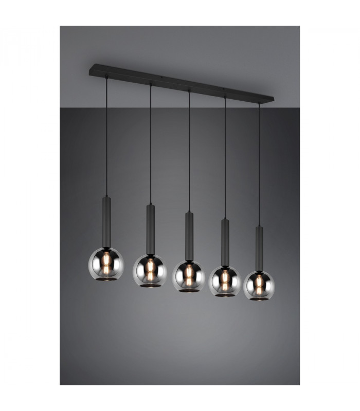 Clayton Modern 5 Light Bar Pendant Ceiling Light Black Matt-2