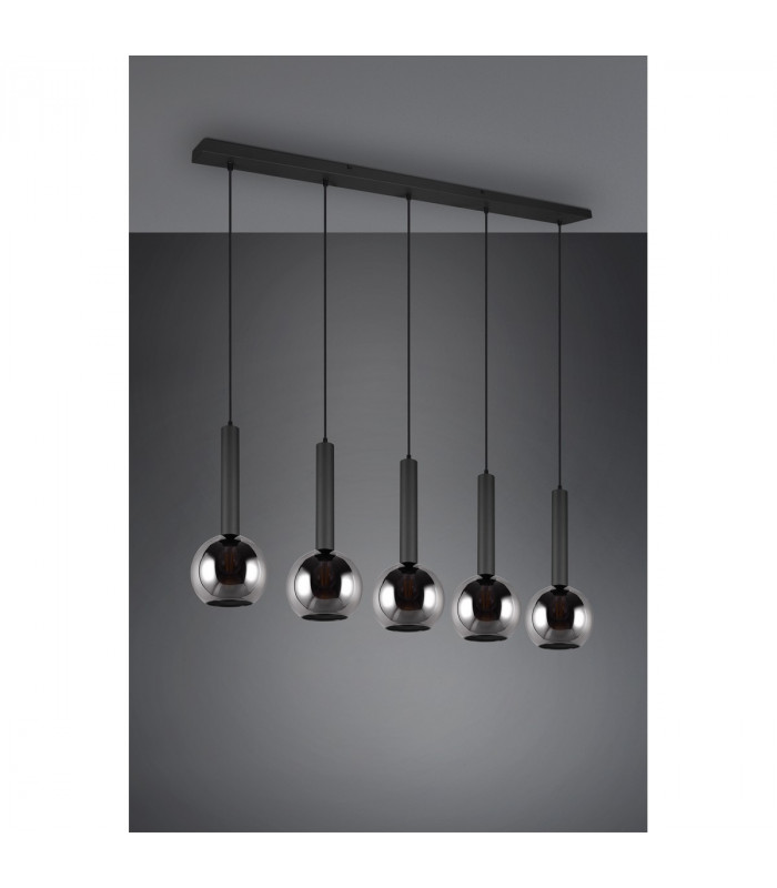 Clayton Modern 5 Light Bar Pendant Ceiling Light Black Matt-3