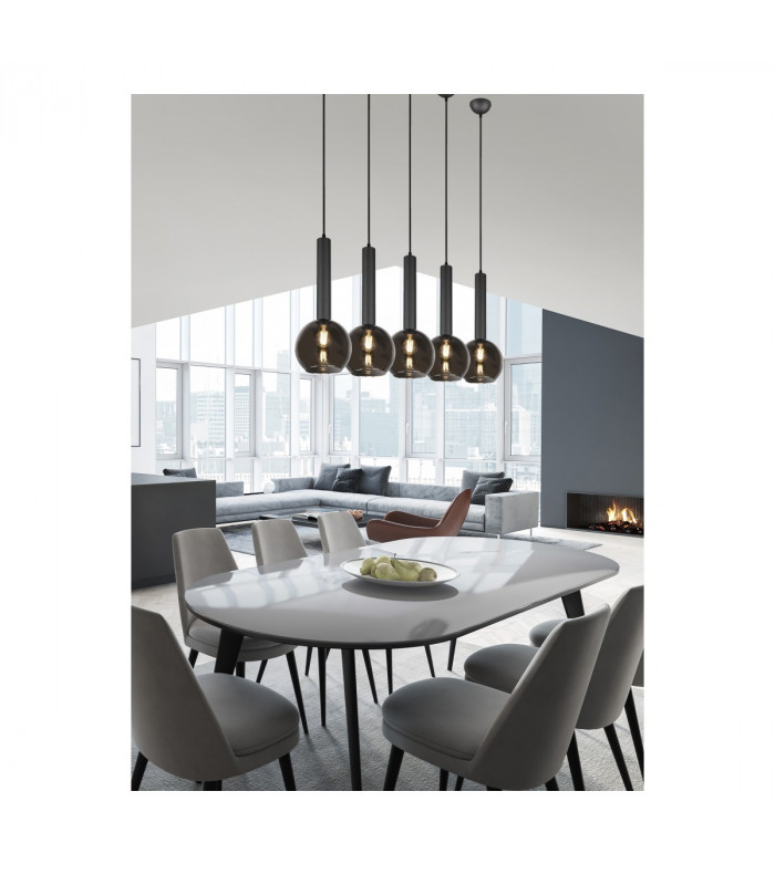 Clayton Modern 5 Light Bar Pendant Ceiling Light Black Matt-4