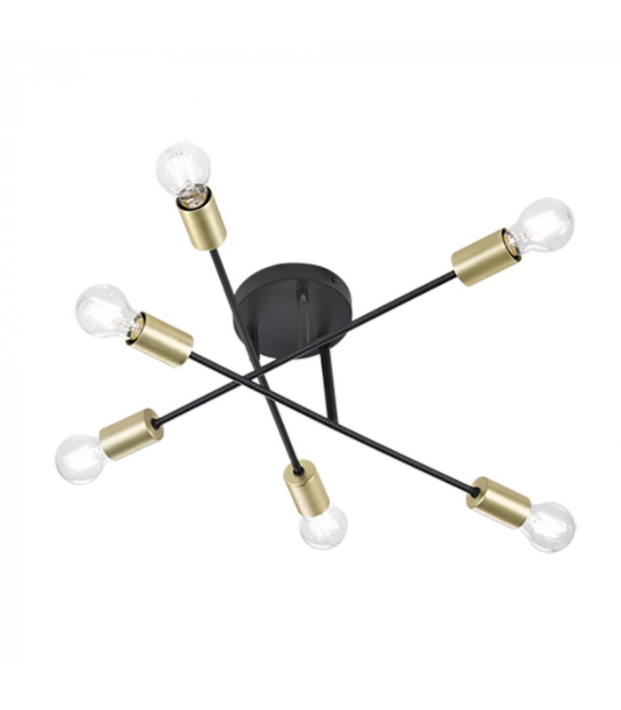 Cross Modern 6 Light Multi Arm Semi Flush Ceiling Lamp Black Matt-1
