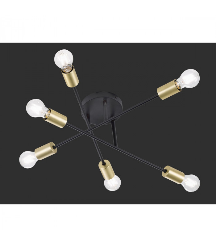 Cross Modern 6 Light Multi Arm Semi Flush Ceiling Lamp Black Matt-3