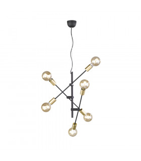 Cross Modern 6 Light Multi Arm Pendant Ceiling Light Black Matt-1