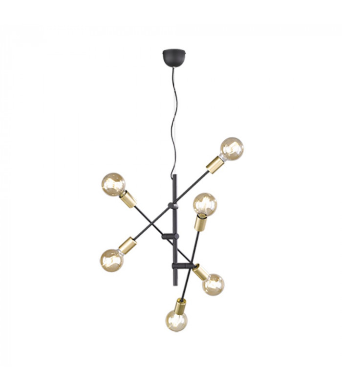 Cross Modern 6 Light Multi Arm Pendant Ceiling Light Black Matt-1