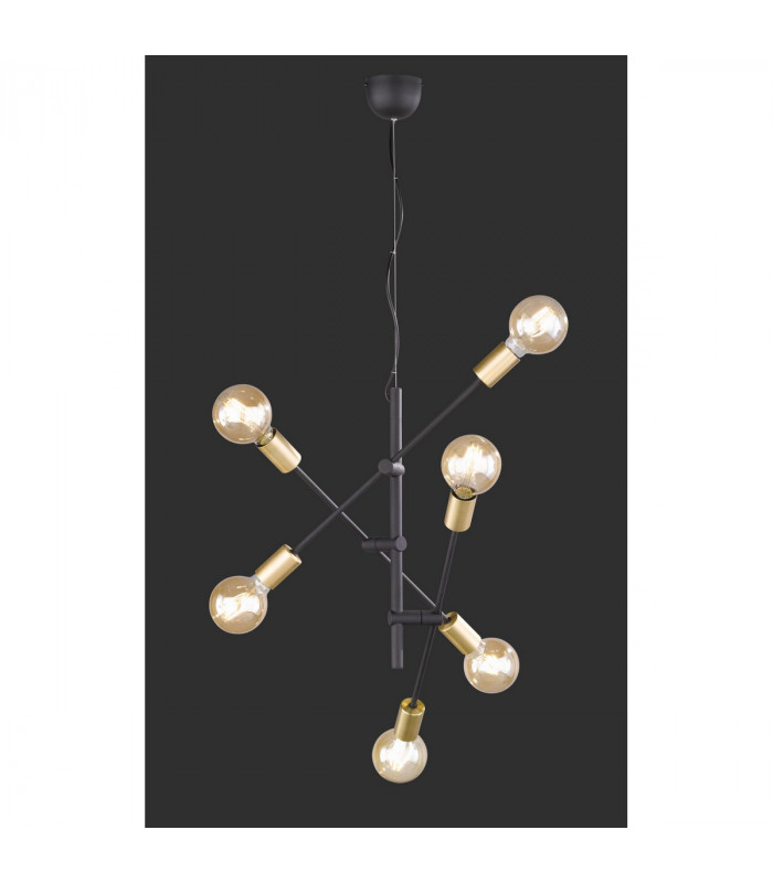 Cross Modern 6 Light Multi Arm Pendant Ceiling Light Black Matt-2