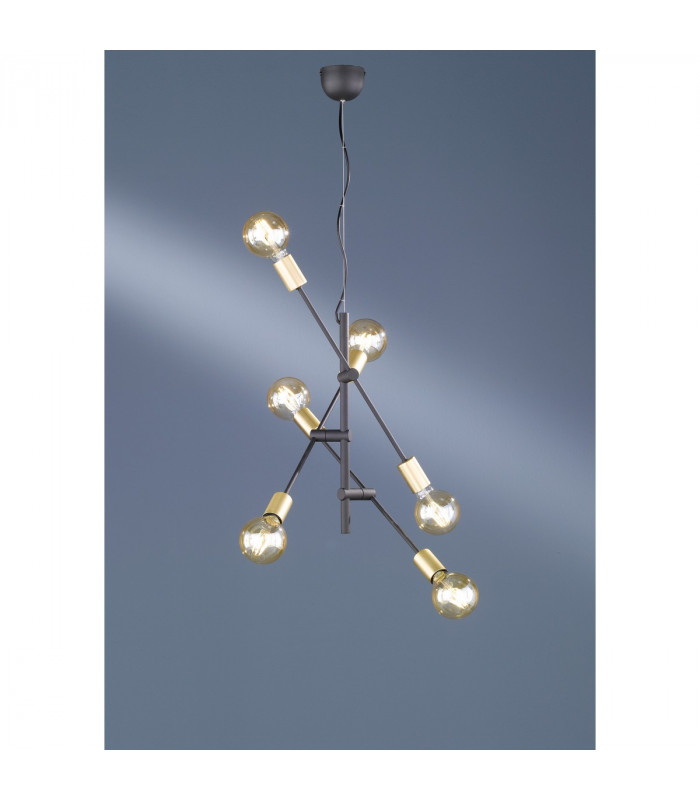 Cross Modern 6 Light Multi Arm Pendant Ceiling Light Black Matt-3