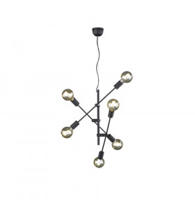 Cross Modern 6 Light Multi Arm Pendant Ceiling Light Black-1