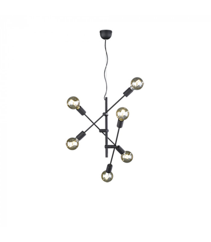 Cross Modern 6 Light Multi Arm Pendant Ceiling Light Black-1