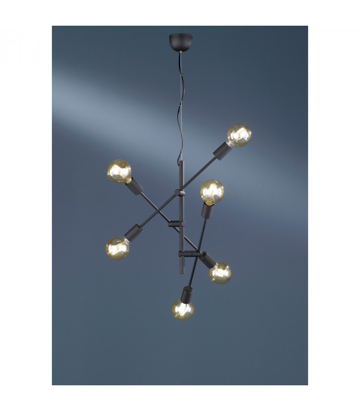 Cross Modern 6 Light Multi Arm Pendant Ceiling Light Black-2
