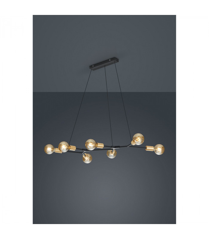 Cross Modern 7 Light Bar Pendant Ceiling Light Black Matt-2
