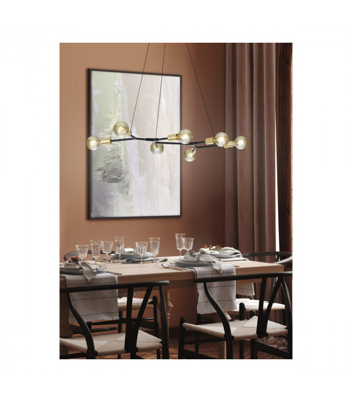 Cross Modern 7 Light Bar Pendant Ceiling Light Black Matt-3