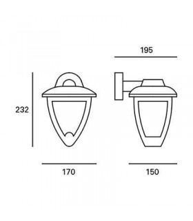 1 Light Outdoor Wall Lantern Black - 2