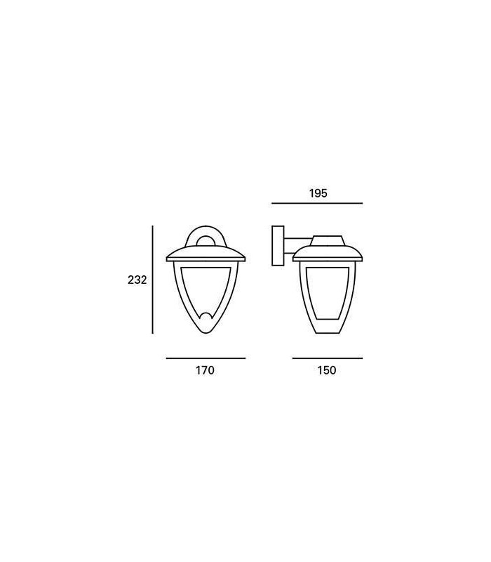 1 Light Outdoor Wall Lantern Black - 2