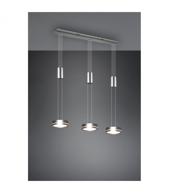 Franklin Modern 3 Light Bar Pendant Ceiling Light Nickel Matt 3000K-2